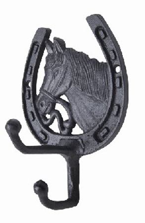 DOPPIO GANCIO "TESTA CAVALLO" GHISA Porta Selle & Briglie 